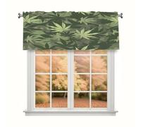Ethebre Camo Cannabis Leaves Pattern Window Valance 137.2 x 45.7 cm Rod Pocket Valance Curtain Light Filtering Kitchen Valance Short Window Curtains for Kitchen Bathroom Living Room Bedroom