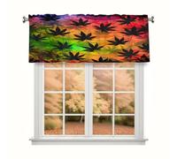 Ethebre Cannabis Leaves Pattern Window Valance 137.2 x 45.7 cm Rod Pocket Valance Curtain Light Filtering Kitchen Valance Short Window Curtains for Kitchen Bathroom Living Room Bedroom