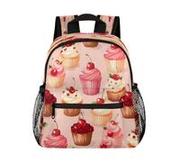 Ethebre Cherry Fruit Cup Cake Kids Backpack for Boys Girls, Waterproof Lightweight Toddler School Bag with Chest Strap, Small Travel Book Bag Preschool Kindergarten Backpack