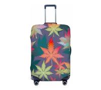 Ethebre Colorful Cannabis Leaves Elastic Luggage Covers, Protective Suitcase Cover Dustproof Scratch Resistant Stretch Luggage Protector for Business Trip Travel, M for 22-24 in Suitcases