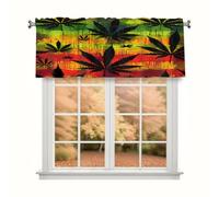 Ethebre Colorful Cannabis Leaves Pattern Window Valance 137.2 x 45.7 cm Rod Pocket Valance Curtain Light Filtering Kitchen Valance Short Window Curtains for Kitchen Bathroom Living Room Bedroom