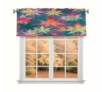 Ethebre Colorful Cannabis Leaves Window Valance 137.2 x 45.7 cm Rod Pocket Valance Curtain Light Filtering Kitchen Valance Short Window Curtains for Kitchen Bathroom Living Room Bedroom
