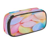 Ethebre Colorful Pastel Leaves Pencil Case Large Capacity Pencil Pouch Oxford Fabric Pen Bag with Zipper Multi Compartment Stationery Organizer for School Office Makeup Travel Storage