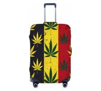 Ethebre Colorful Striped Cannabis Leaves Elastic Luggage Covers, Protective Suitcase Cover Dustproof Scratch Resistant Stretch Luggage Protector for Business Trip Travel, L for 25-28 in Suitcases