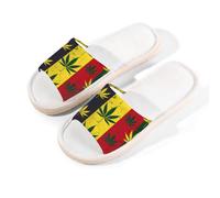 Ethebre Colorful Striped Cannabis Leaves Open Toe House Slippers for Women Men Breathable Linen Home Sandals with Anti Slip EVA Sole Summer Comfortable Indoor Shoes Spa Guest Use Size XL