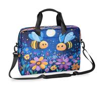 Ethebre Cute Cartoon Bees Flower Field Laptop Bag 16 Inch Laptop Computer Briefcase with Shoulder Strap Business Messenger Bag Travel Work Laptop Case with Multiple Pockets for Men Women