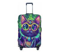 Ethebre Cute Cartoon Cat Mardi Gras Elastic Luggage Covers, Protective Suitcase Cover Dustproof Scratch Resistant Stretch Luggage Protector for Business Trip Travel, M for 22-24 in Suitcases