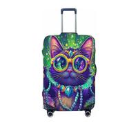 Ethebre Cute Cartoon Cat Mardi Gras Elastic Luggage Covers, Protective Suitcase Cover Dustproof Scratch Resistant Stretch Luggage Protector for Business Trip Travel, S for 18-21 in Suitcases