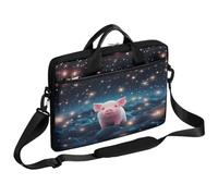Ethebre Cute Pig Starry Sky Laptop Bag 15 Inch Laptop Sleeve Computer Bag with Shoulder Strap Slim Business Briefcase for Women Men Messenger Bag Laptop Case for Work Office Travel