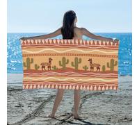 Ethebre Ethnic Cactus Alpaca Pattern Beach Towel 155x78 cm, Quick Dry Microfiber Sand Free Towel for Beach Pool Travel Lightweight Absorbent Bath Towel for Adults Kids Swimming Camping Yoga