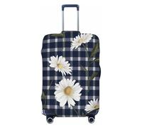 Ethebre Floral Daisies Plaid Check Elastic Luggage Covers, Protective Suitcase Cover Dustproof Scratch Resistant Stretch Luggage Protector for Business Trip Travel, L for 25-28 in Suitcases
