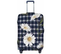 Ethebre Floral Daisies Plaid Check Elastic Luggage Covers, Protective Suitcase Cover Dustproof Scratch Resistant Stretch Luggage Protector for Business Trip Travel, XL for 29-32 in Suitcases