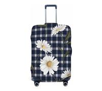 Ethebre Floral Daisies Plaid Check Elastic Luggage Covers, Protective Suitcase Cover Dustproof Scratch Resistant Stretch Luggage Protector for Business Trip Travel, M for 22-24 in Suitcases