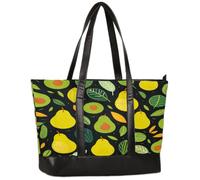 Ethebre Fruit Avocados Pears Leaves Canvas Computer Bag for Women, 15.6 Inch Laptop Tote Bag with Leather Handle, Large Capacity Shoulder Work Bag for Office Business Travel School
