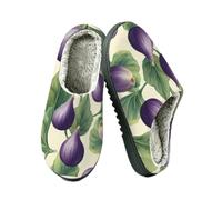 Ethebre Fruits Fig Leaves Pattern House Slippers for Women Men 9.5-10.5