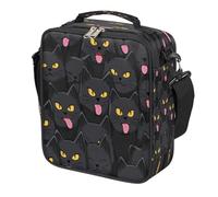 Ethebre Funny Black Cat Pattern Kids Lunch Bag for Boys Girls, Reusable Insulated Leakproof Lunch Box with Shoulder Strap, Toddler Cooler Tote for School Picnic Travel Beach Hiking Fishing