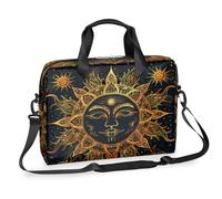 Ethebre Golden Mandala Sun Face Laptop Bag 16 Inch Laptop Computer Briefcase with Shoulder Strap Business Messenger Bag Travel Work Laptop Case with Multiple Pockets for Men Women