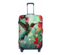 Ethebre Hummingbird Hibiscus Flowers Elastic Luggage Covers, Protective Suitcase Cover Dustproof Scratch Resistant Stretch Luggage Protector for Business Trip Travel, M for 22-24 in Suitcases