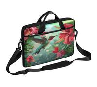 Ethebre Hummingbird Hibiscus Flowers Laptop Bag 15 Inch Laptop Sleeve Computer Bag with Shoulder Strap Slim Business Briefcase for Women Men Messenger Bag Laptop Case for Work Office Travel