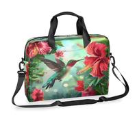 Ethebre Hummingbird Hibiscus Flowers Laptop Bag 16 Inch Laptop Computer Briefcase with Shoulder Strap Business Messenger Bag Travel Work Laptop Case with Multiple Pockets for Men Women