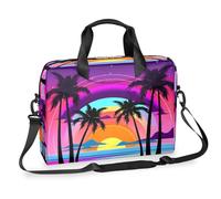 Ethebre Neon Sunset Beach Palm Trees Laptop Bag 16 Inch Laptop Computer Briefcase with Shoulder Strap Business Messenger Bag Travel Work Laptop Case with Multiple Pockets for Men Women