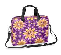 Ethebre Psychedelic Purple Flowers Laptop Bag 16 Inch Laptop Computer Briefcase with Shoulder Strap Business Messenger Bag Travel Work Laptop Case with Multiple Pockets for Men Women