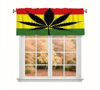 Ethebre Rasta Cannabis Leaf Pattern Window Valance 137.2 x 45.7 cm Rod Pocket Valance Curtain Light Filtering Kitchen Valance Short Window Curtains for Kitchen Bathroom Living Room Bedroom