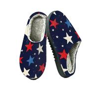 Ethebre Red White Blue Stars Sky House Slippers for Women Men 7-8