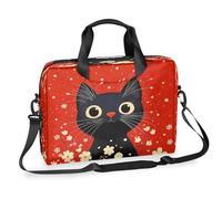 Ethebre Retro Black Cat Flowers Laptop Bag 16 Inch Laptop Computer Briefcase with Shoulder Strap Business Messenger Bag Travel Work Laptop Case with Multiple Pockets for Men Women
