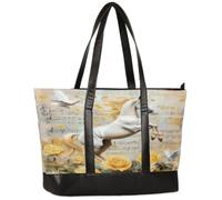 Ethebre Retro Dove Horse Rose Canvas Computer Bag for Women, 15.6 Inch Laptop Tote Bag with Leather Handle, Large Capacity Shoulder Work Bag for Office Business Travel School