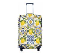 Ethebre Retro Summer Lemon Tile Pattern Elastic Luggage Covers, Protective Suitcase Cover Dustproof Scratch Resistant Stretch Luggage Protector for Business Trip Travel, M for 22-24 in Suitcases