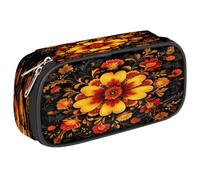 Ethebre Russian Floral Pattern Pencil Case Large Capacity Pencil Pouch Oxford Fabric Pen Bag with Zipper Multi Compartment Stationery Organizer for School Office Makeup Travel Storage