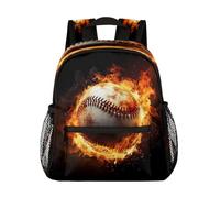 Ethebre Shabby Burning Baseball Kids Backpack for Boys Girls, Waterproof Lightweight Toddler School Bag with Chest Strap, Small Travel Book Bag Preschool Kindergarten Backpack