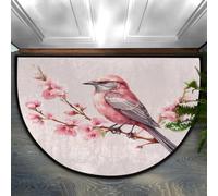 Ethebre Spring Cherry Blossom Branch Bird Half Round Doormat | 91.4 x 61 CM Absorbent Non Slip Indoor Entryway Rug, Soft Low Profile Half Moon Door Mat for Front Door Bedroom Bathroom