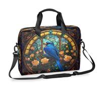 Ethebre Stained Glass Style Bird Flower Laptop Bag 16 Inch Laptop Computer Briefcase with Shoulder Strap Business Messenger Bag Travel Work Laptop Case with Multiple Pockets for Men Women