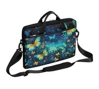 Ethebre Starry Sky Butterfly Flowers Laptop Bag 15 Inch Laptop Sleeve Computer Bag with Shoulder Strap Slim Business Briefcase for Women Men Messenger Bag Laptop Case for Work Office Travel