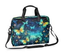 Ethebre Starry Sky Butterfly Flowers Laptop Bag 16 Inch Laptop Computer Briefcase with Shoulder Strap Business Messenger Bag Travel Work Laptop Case with Multiple Pockets for Men Women