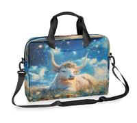 Ethebre Starry Sky Flower Cow Laptop Bag 16 Inch Laptop Computer Briefcase with Shoulder Strap Business Messenger Bag Travel Work Laptop Case with Multiple Pockets for Men Women