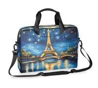 Ethebre Starry Sky Paris Eiffel Tower Laptop Bag 16 Inch Laptop Computer Briefcase with Shoulder Strap Business Messenger Bag Travel Work Laptop Case with Multiple Pockets for Men Women
