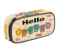 Ethebre Summer Colorful Flip Flops Pencil Case Large Capacity Pencil Pouch Oxford Fabric Pen Bag with Zipper Multi Compartment Stationery Organizer for School Office Makeup Travel Storage