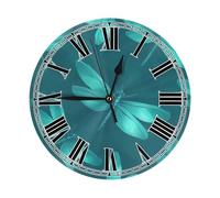 Ethebre Teal Green Dragonfly Pattern Round Wall Clock Silent Non Ticking Decorative Battery Operated Wall Clock With Stand For Living Room Bedroom Kitchen Office Home Decor 25 cm