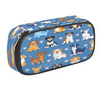 Ethebre Various Breeds Dogs Pattern Pencil Case Large Capacity Pencil Pouch Oxford Fabric Pen Bag with Zipper Multi Compartment Stationery Organizer for School Office Makeup Travel Storage