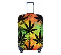 Ethebre Vintage Cannabis Leaves Pattern Elastic Luggage Covers, Protective Suitcase Cover Dustproof Scratch Resistant Stretch Luggage Protector for Business Trip Travel, L for 25-28 in Suitcases
