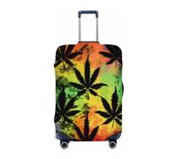 Ethebre Vintage Cannabis Leaves Pattern Elastic Luggage Covers, Protective Suitcase Cover Dustproof Scratch Resistant Stretch Luggage Protector for Business Trip Travel, S for 18-21 in Suitcases