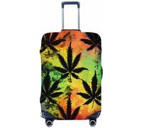 Ethebre Vintage Cannabis Leaves Pattern Elastic Luggage Covers, Protective Suitcase Cover Dustproof Scratch Resistant Stretch Luggage Protector for Business Trip Travel, XL for 29-32 in Suitcases