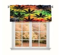 Ethebre Vintage Cannabis Leaves Pattern Window Valance 137.2 x 45.7 cm Rod Pocket Valance Curtain Light Filtering Kitchen Valance Short Window Curtains for Kitchen Bathroom Living Room Bedroom