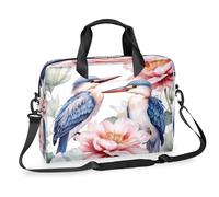 Ethebre Watercolor Bird Flower Laptop Bag 16 Inch Laptop Computer Briefcase with Shoulder Strap Business Messenger Bag Travel Work Laptop Case with Multiple Pockets for Men Women
