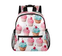 Ethebre Watercolor Cherry Cup Cake Kids Backpack for Boys Girls, Waterproof Lightweight Toddler School Bag with Chest Strap, Small Travel Book Bag Preschool Kindergarten Backpack