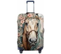 Ethebre Watercolor Floral Horse Crown Elastic Luggage Covers, Protective Suitcase Cover Dustproof Scratch Resistant Stretch Luggage Protector for Business Trip Travel, XL for 29-32 in Suitcases