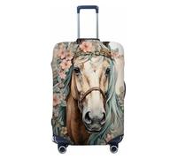 Ethebre Watercolor Floral Horse Crown Elastic Luggage Covers, Protective Suitcase Cover Dustproof Scratch Resistant Stretch Luggage Protector for Business Trip Travel, L for 25-28 in Suitcases
